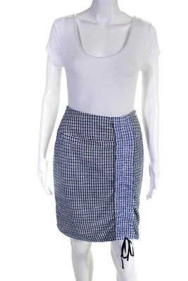 $19.99 • Buy STAUD Womens Back Zip Cello Skirt Blueberry Navy Gingham Size 4 LL19LL