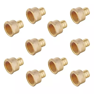 EFIELD 10 PCS  Barb Crimp Pex Brass Fittings 1/2  X 1/2  Female NPT Adapter • $17.99