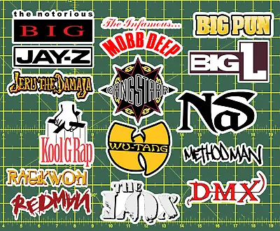 15 90's Rap Logo Sticker Pack - Clear Holographic Or White- Jay-Z Nas Hip-Hop • $9.95