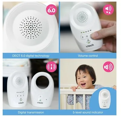 VTech DM1111 Enhanced Range Digital Audio Baby Monitor White • $12.95