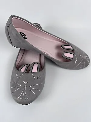 NEW Modcloth T.U.K. TUK Grey Bunny Rabbit Flats Shoes Size 6 Vegan Friendly • $29