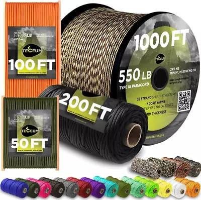 Paracord 550 Lb – Ideal For Crafting DIY Projects Camping Military & Active O • $9.53