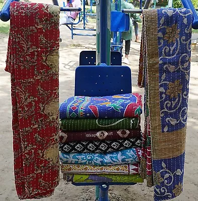 Wholesale Lot Of Indian Vintage Kantha Quilt Handmade Throw Reversible Blanket • $13.79