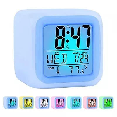 Digital Alarm Clock For Bedroom 3 Inch Cubic Clock With Snooze 7 Color Nightligh • $11.39