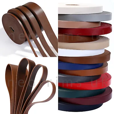 Faux Leather Strap Tape Ribbon Trim Double Sided Strong Trimming 15Cols 4 Widths • £2.25