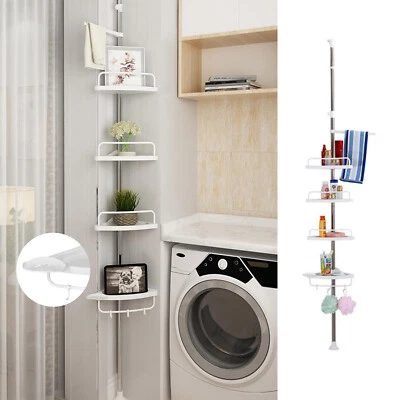 £12.39 • Buy 4 Tier Shower Corner Rack Shelf Telescopic Bathroom Kitchen Storage Organiser UK