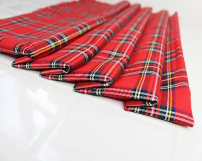 £6.99 • Buy Tartan Fabric - Red Royal Stewart Tartan Check Polyviscose Craft Fabric Material