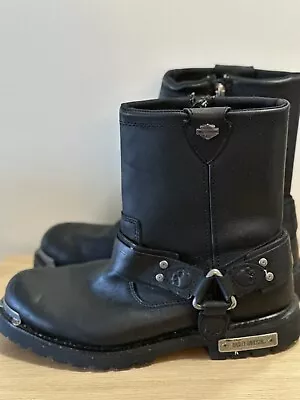 HARLEY-DAVIDSON Mens Size 11 M Brake Buckle Black Leather Motorcycle Boots • $60