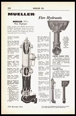 1970 Mueller Company Fire Hydrants -Vintage Trade Photo Print Ad • $14.85