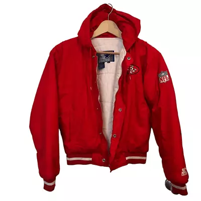 Vintage NFL Starter San Francisco 49ers Red Hooded Jacket Size Youth L • $95