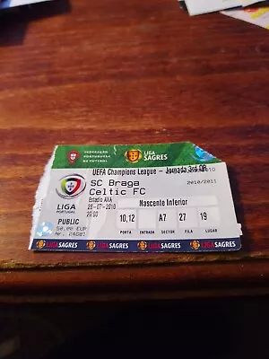 Ticket SC Braga Vs Celtic Glasgow FC Scotland UEFA Champions League 28/2/2010 • £3.99
