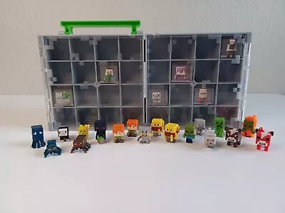 Mattel 2014 MINECRAFT Cube Storage Display Case & 18 Mini Figures ~ Preowned • $25