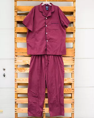 $14.99 • Buy Men's Stafford Cotton Blend Lightweight Short Sleeve Burgundy Pajamas Set Sz XXL