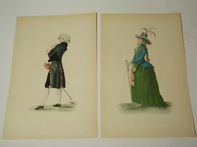 Vtg Edwardian Lady Man Fashion Des Mode Hand Colored Print By SZL Sidney Z Lucas • $45