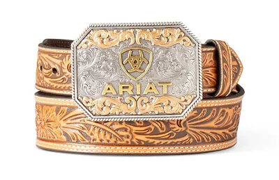 Ariat Floral Tan Embossed Buckle - Accessories Belt Men - A1042208 • $54