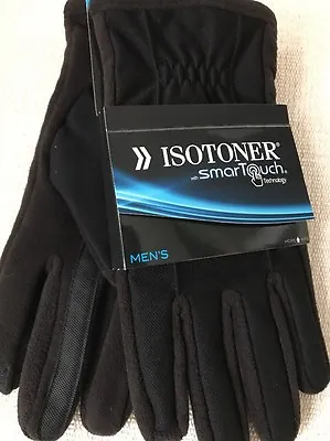 ISOTONER Men's Texting Gloves Smart Touch Medium M Black Stretch Fleece $55 New • $24.99