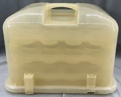 £72.58 • Buy Large Cupcake Carrier Courier 36 Deep Cavity Holder Light Yellow