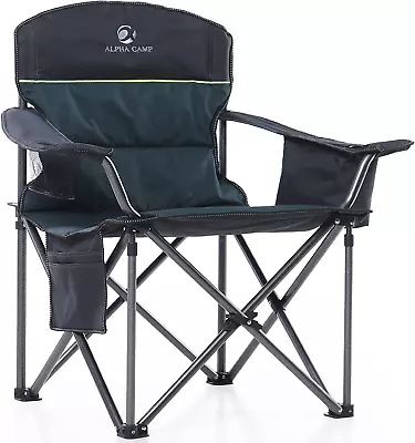 Oversized Camping Folding Chair Heavy Duty Lawn Chair With Cooler Ba • $108.90