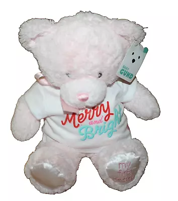 NWT Baby Gund - Bear My First Teddy Pink 15  W BABW Pink Shirt Merry & Bright • $15.95