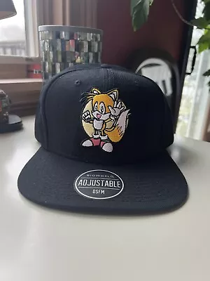 Tails Sonic The Hedgehog Bioworld Snapback Adjustable Black Cap Hat • $19.99