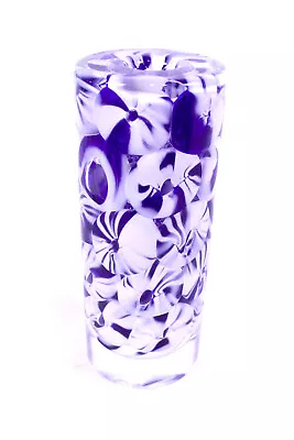 Solid Vases From Bohemia Czech Republic Glass White Blue Doughnut Decor 4970g • £144.37