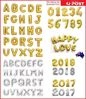 16 Inch Gold/Silver Foil Balloon Alphabet Letter Number Birthday Party Wedding  • $1