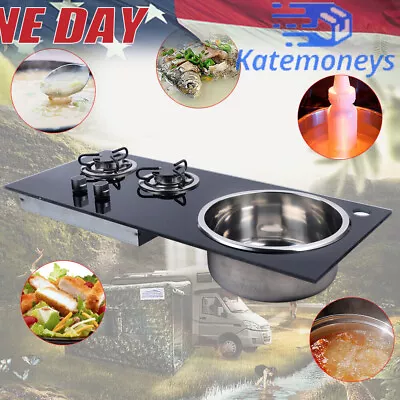 2 Burner LPG With Sink Combo Cooktop Boat Caravan RV Camper Gas Stove Hob • $188.10