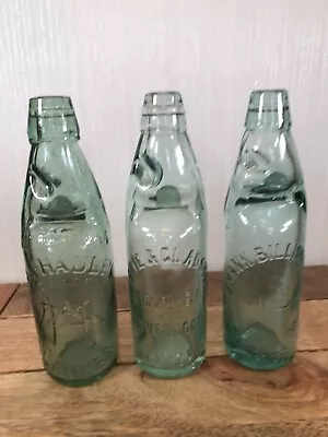 3x Antique 10oz Codd Bottles Green Tint 23cm High Black Country & Liverpool • £12.50