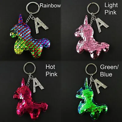 Sequined Unicorn Personalised Initial Keychain 130mm Select Colour & Initial • $12.95