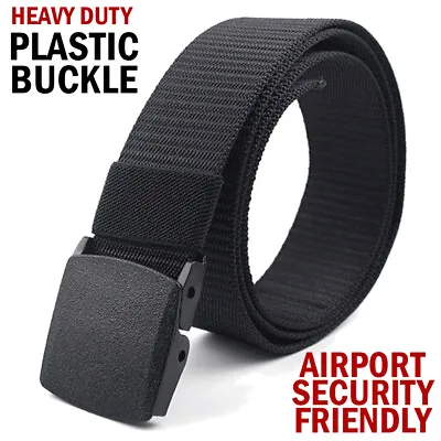 Casual Work Belt For Men Adjustable Plastic Buckle Metal Detector Friendly Belt • $9.99