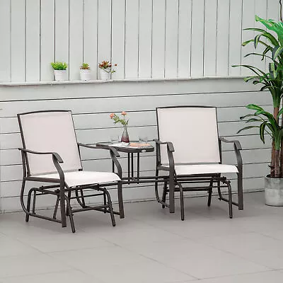 Outdoor Double Patio Rocker Glider Chairs W/Table Backyard Garden Porch Deck • $159.99