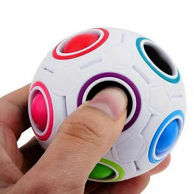 Rainbow Puzzle Ball Fidget Toy Stress Reliever Magic Cube Toys Kids Brain Teaser • £8.09