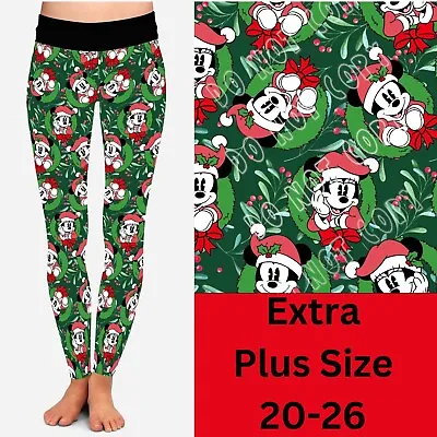 Mickey Minnie Mouse Christmas Holiday Women's Leggings TC2 Extra Plus Size 20-26 • $26