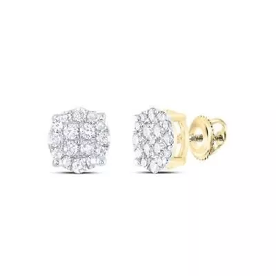 Brand NEW! Micro Pave Diamond Earrings 0.25 Carat T.W. 10K Yellow Go (D01069138) • $319.99