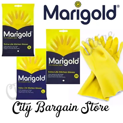 Bulk Marigold Kitchen Waterproof Gloves SML 1/3/6 NEW Washing Up Gloves • £4.14