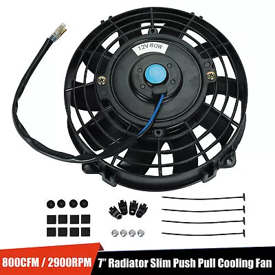 7  Inch 80W Universal Slim Fan Push Pull Electric Radiator Cooling 12V Mount Kit • $21.05