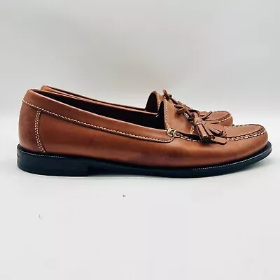 Bass Loafers Mens 11.5 Brown Tassel Leather Slip On Casual Dress Moccasins Shoes • $49.99