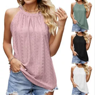 £6.98 • Buy Womens Casual Sleeveless O Neck Vest Ladies Summer Tops Tank Cami Tee Plus Size