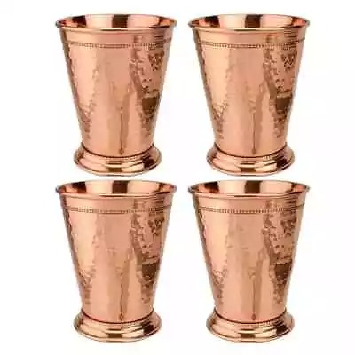 Hammered Copper 12 Ounce Mint Julep Cup (Set Of 4) Premium Gift Box • $50