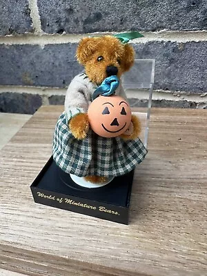 World Of Miniature Bears  Beverly  Mini Bear In Box With Pumpkin • £10