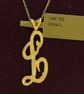 SOLID GOLD INITIAL  L   NECKLACE 14K YELLOW GOLD * New With Tag *  • $139.67
