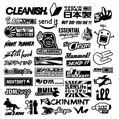 JDM 37 Car STICKER DECAL PACK Car Window Stickers For JDM KDM Slammed Race Drift • $11.99