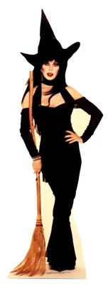 Elvira Broom Witch  Halloween Lifesize Standup Standee Cardboard Mistress   Prop • $49.90