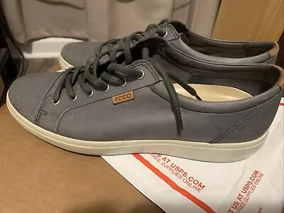 Ecco Gray Leather Lace Up Low Sneakers Shoes Mens 47 US 13 -EXTRA WIDTH C577751 • $33