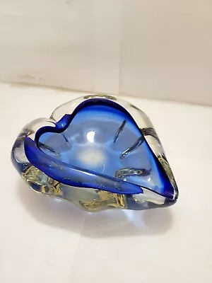 Murano Hart Shaped Controlled Bubble Bowl Blue • £11.99