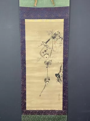 Nw5852 Hanging Scroll  Monkeys Catching The Moon  By Kano Tsunenobu (Early Edo) • $399