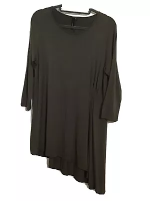 Yong Kim Ladies Khaki Tunic ￼/￼ Dress￼￼￼ 3/4 Sleeved Top Stretch￼ - Size: 14 • £15.99