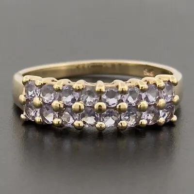 9ct Yellow Gold Tanzanite Cluster Ring Size P Hallmarked • $178.08