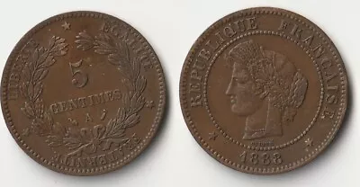 1888 France 5 Centimes Coin • $7