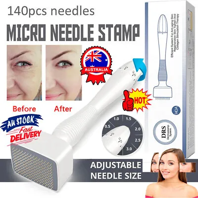 DRS Adjustable 140Pins Stamp Microneedle Derma Roller Anti-Aging Therapy 0~3MM. • $14.98